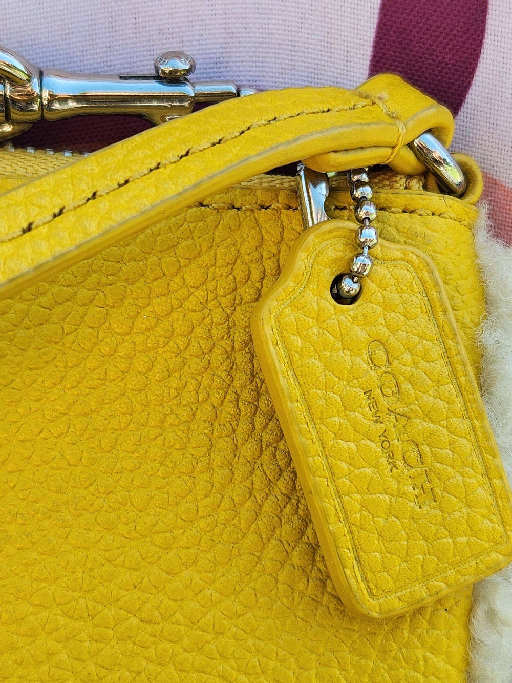 Coach Yellow Leather Shearling Trimmed Wristlet Clutch NWOT - Picture 4 of 12